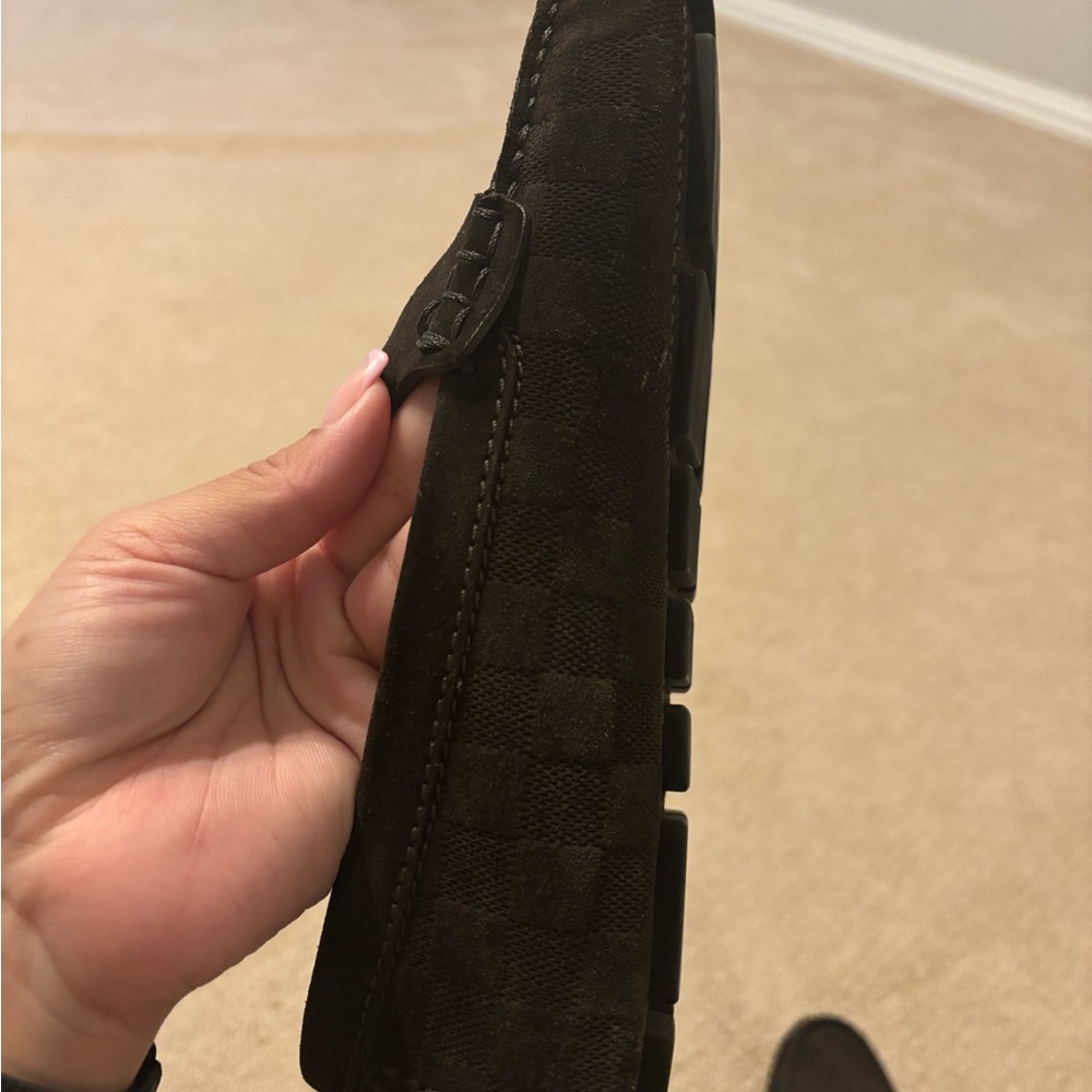 Louis Vuitton Men's Dark Brown Suede Penny Loafers - Picture 5 of 14